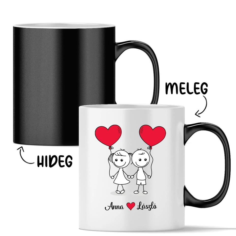 Egyedi bögre szerelmeseknek - pálcikaember pár