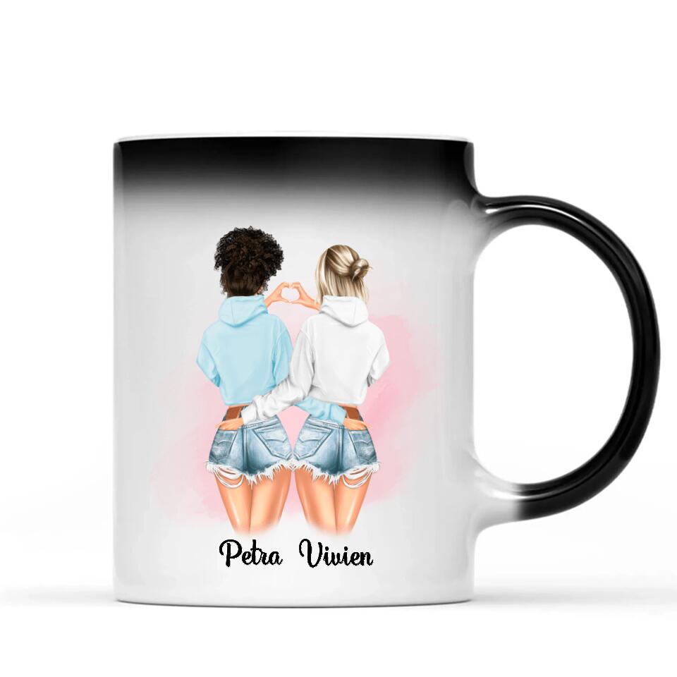 Egyedi legjobb barátnős bögre - lányok pulcsiban