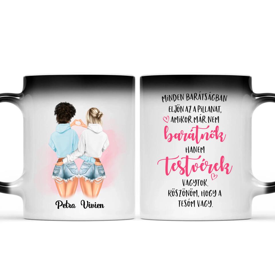 Egyedi legjobb barátnős bögre - lányok pulcsiban