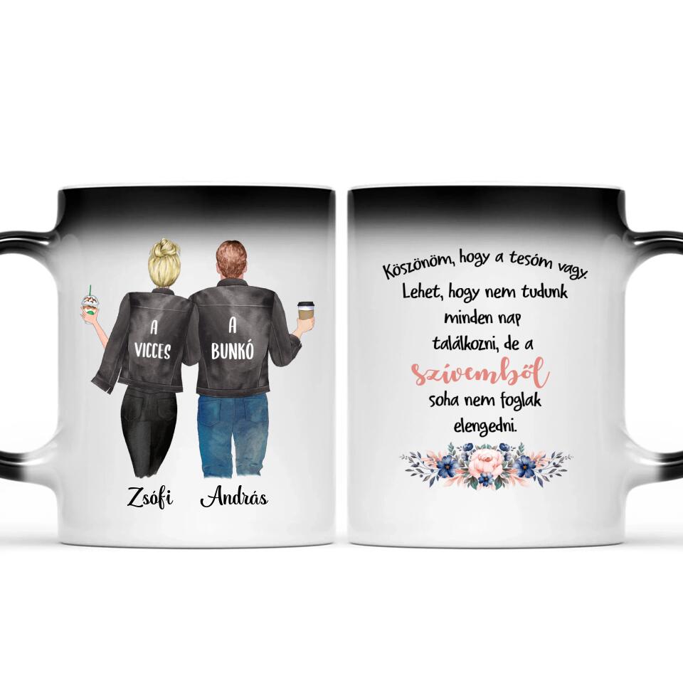 Egyedi bögre testvéreknek - Fiú és lány karakterekkel
