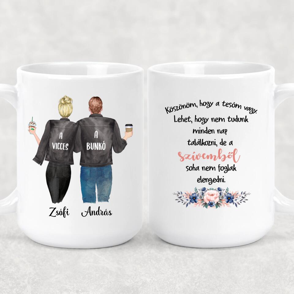 Egyedi bögre testvéreknek - Fiú és lány karakterekkel