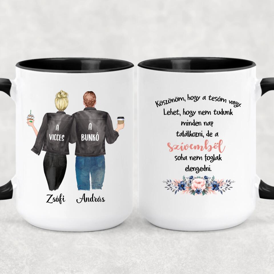 Egyedi bögre testvéreknek - Fiú és lány karakterekkel