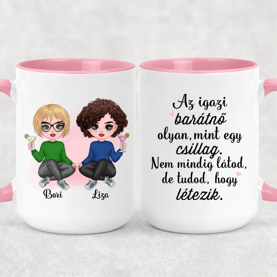 Egyedi legjobb barátnős bögre - chibi karakterekkel
