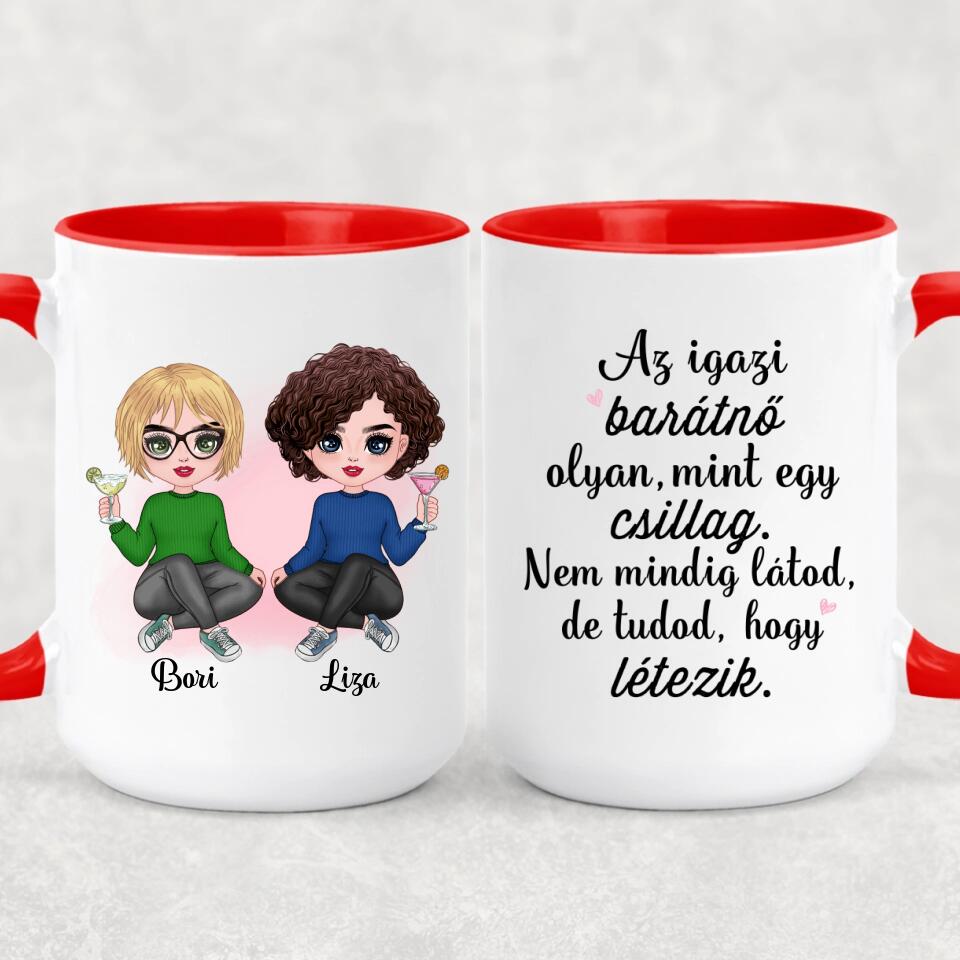 Egyedi legjobb barátnős bögre - chibi karakterekkel
