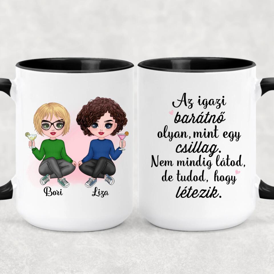 Egyedi legjobb barátnős bögre - chibi karakterekkel