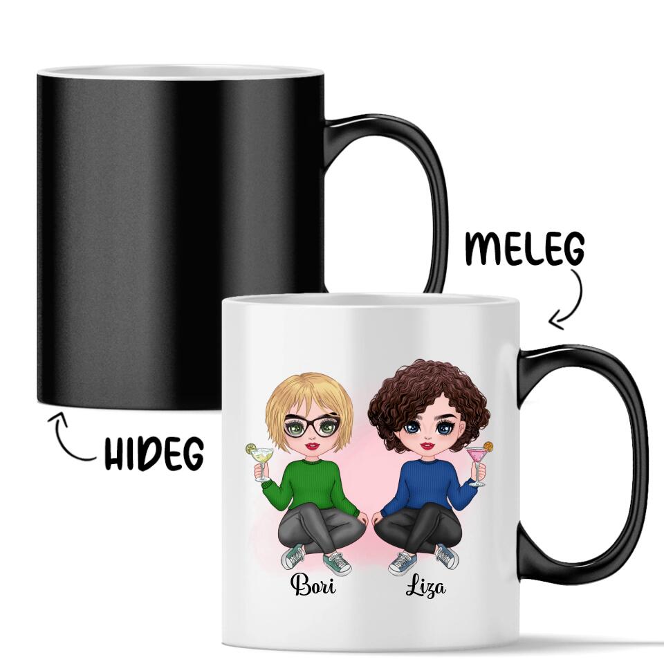 Egyedi legjobb barátnős bögre - chibi karakterekkel