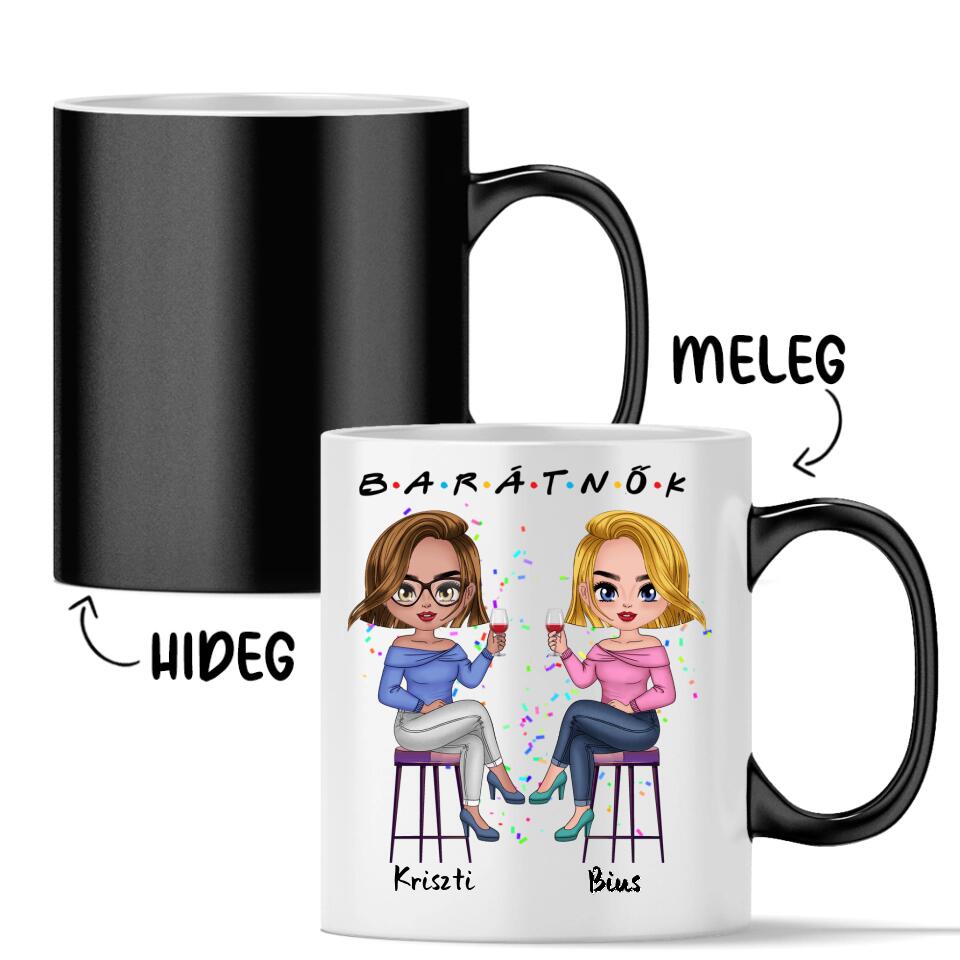 Egyedi barátnős Chibi bögre - 2 lánnyal