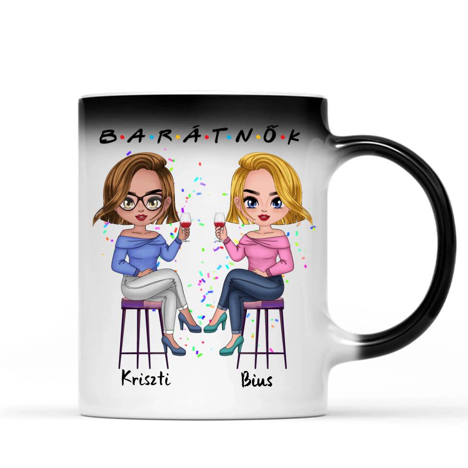 Egyedi barátnős Chibi bögre - 2 lánnyal