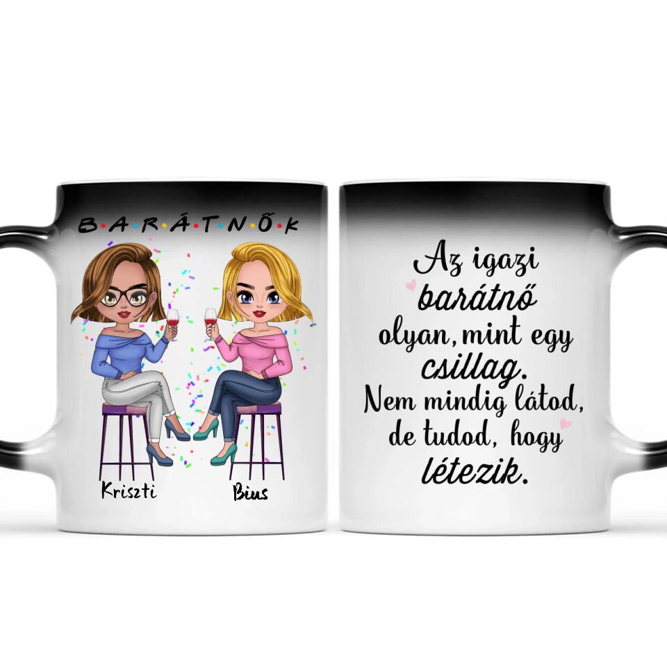 Egyedi barátnős Chibi bögre - 2 lánnyal