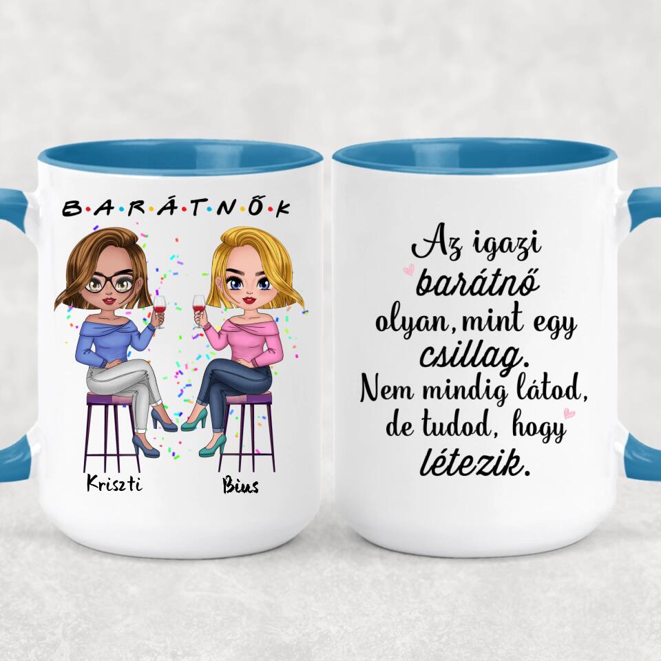 Egyedi barátnős Chibi bögre - 2 lánnyal