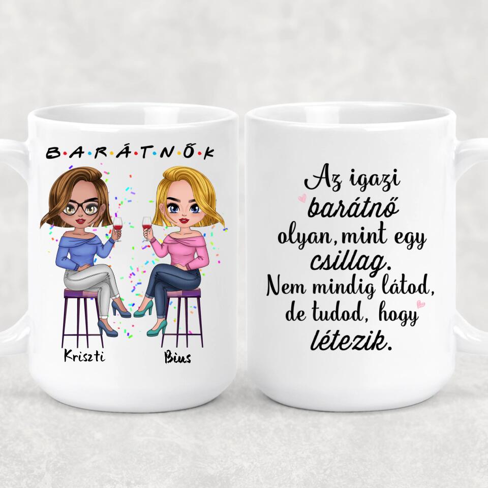 Egyedi barátnős Chibi bögre - 2 lánnyal