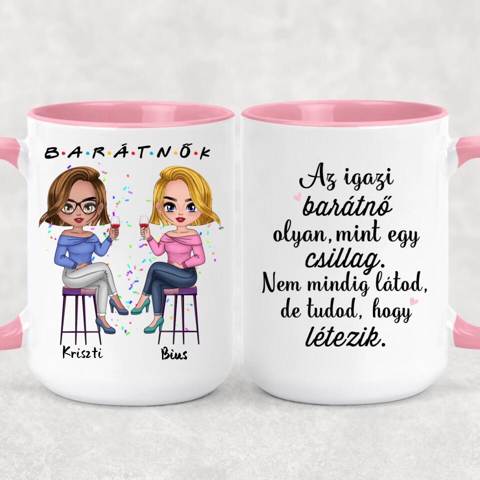 Egyedi barátnős Chibi bögre - 2 lánnyal