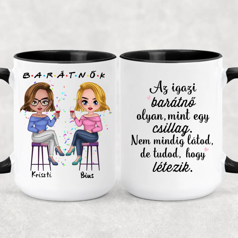 Egyedi barátnős Chibi bögre - 2 lánnyal