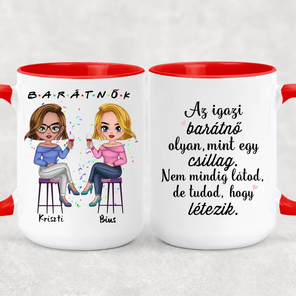 Egyedi barátnős Chibi bögre - 2 lánnyal