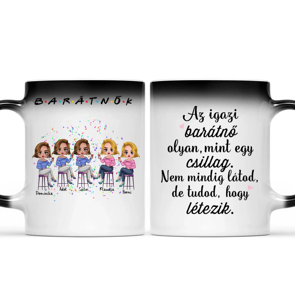 Egyedi barátnős Chibi bögre - 5 lánnyal