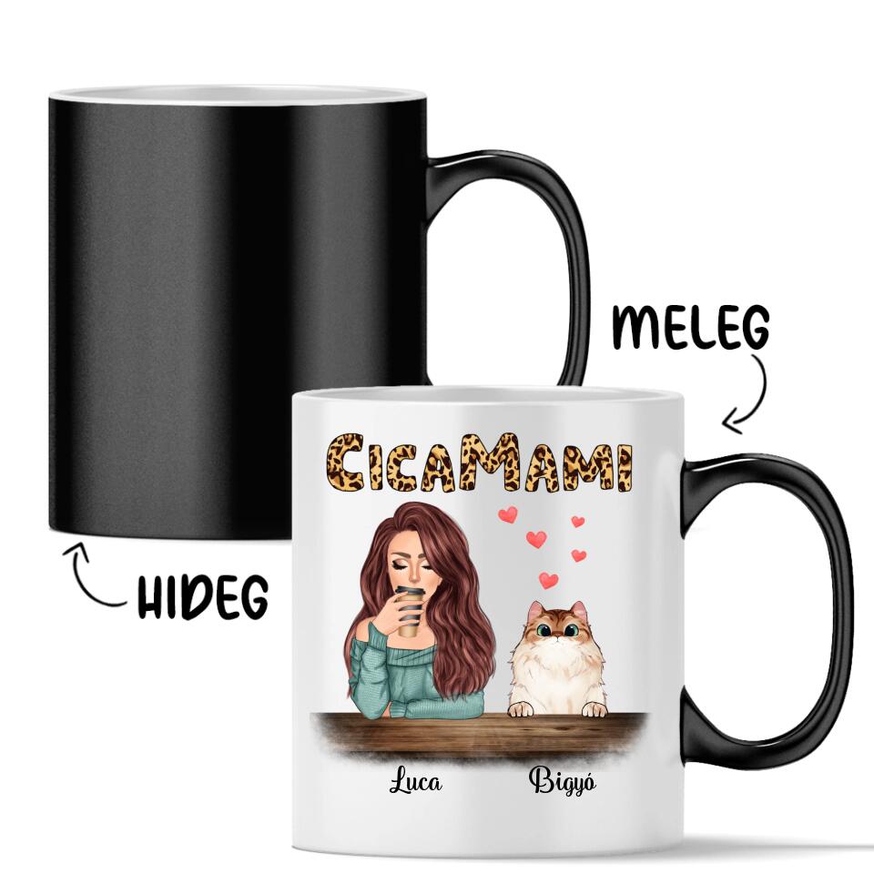 Egyedi macskás bögre, akár 4 cicával