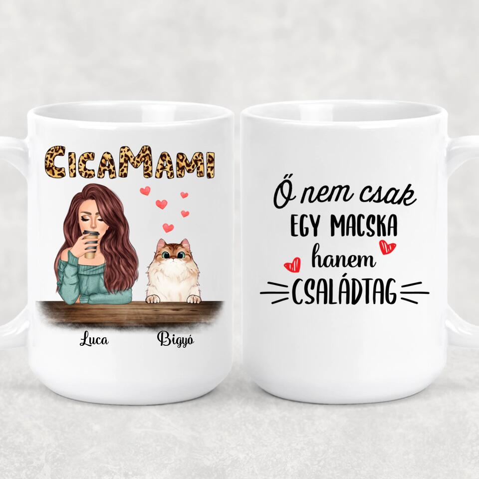 Egyedi macskás bögre, akár 4 cicával