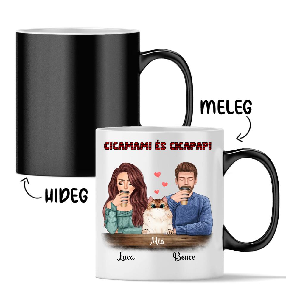 Egyedi macskás bögre - cicamami és cicapapi