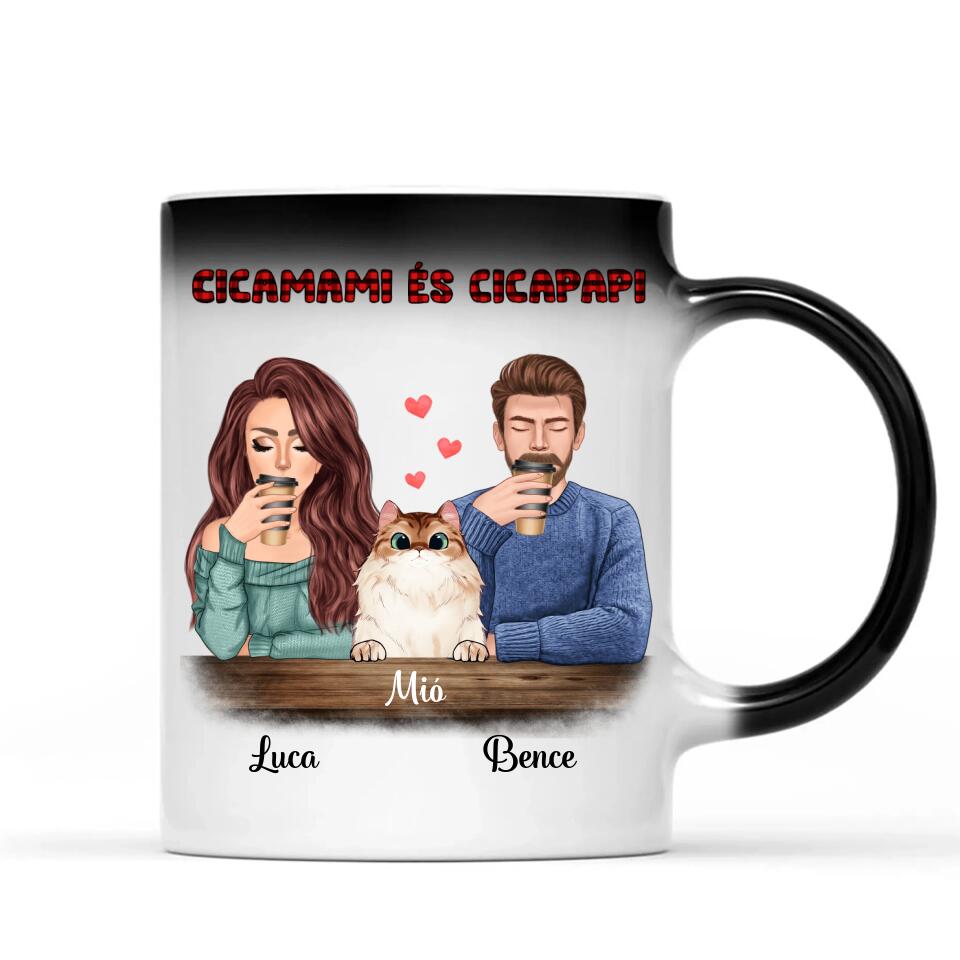 Egyedi macskás bögre - cicamami és cicapapi