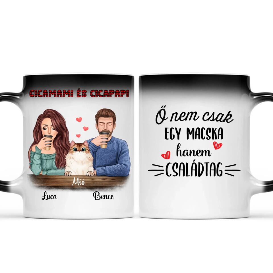 Egyedi macskás bögre - cicamami és cicapapi