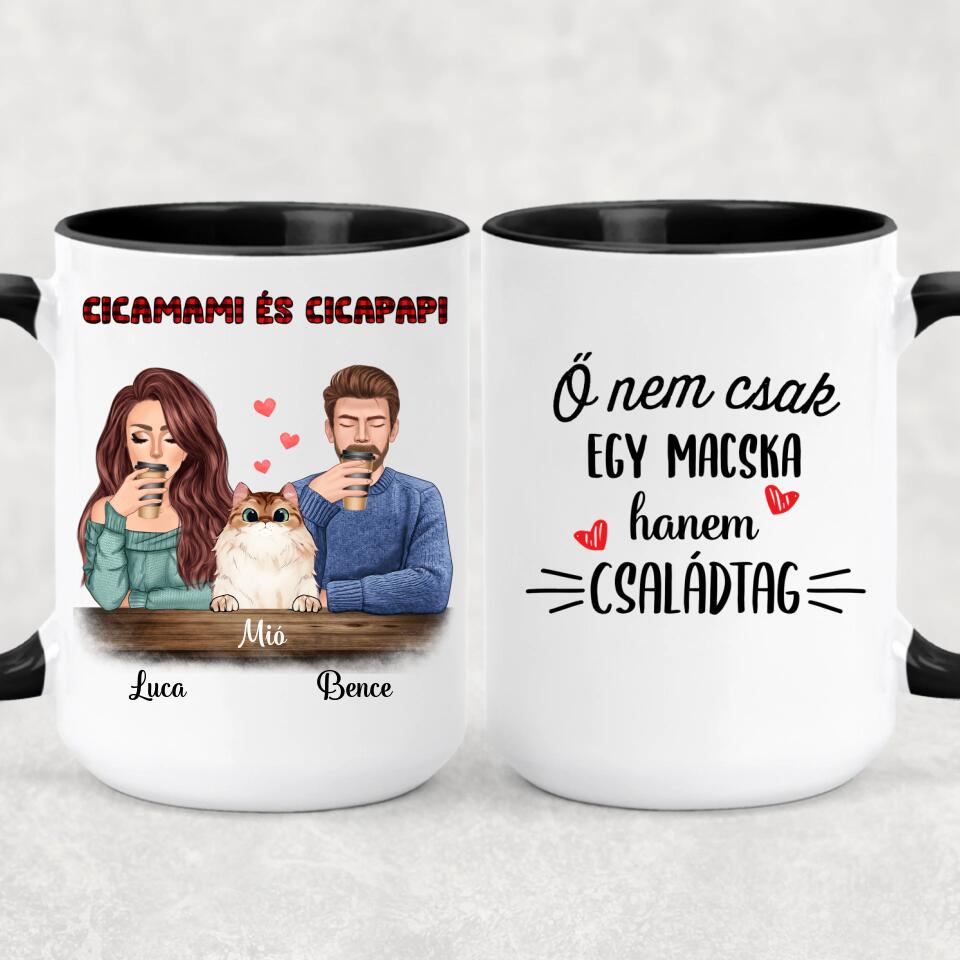 Egyedi macskás bögre - cicamami és cicapapi
