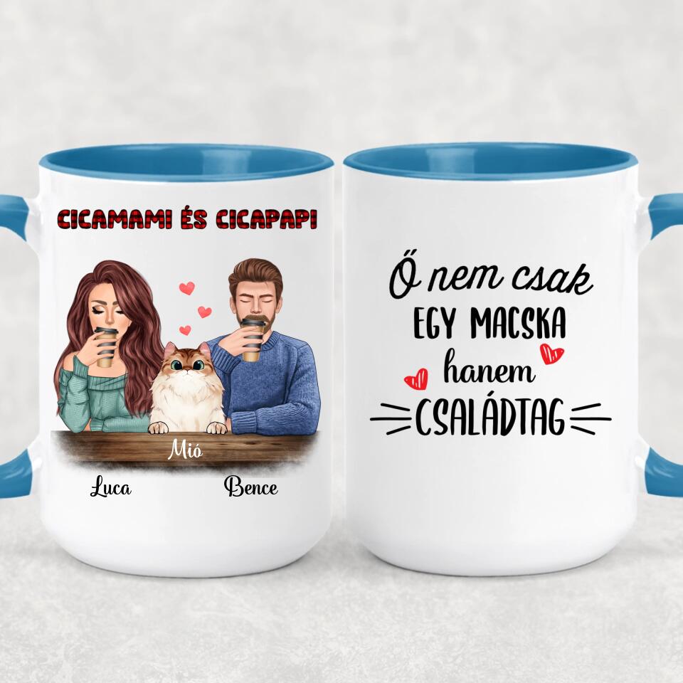 Egyedi macskás bögre - cicamami és cicapapi