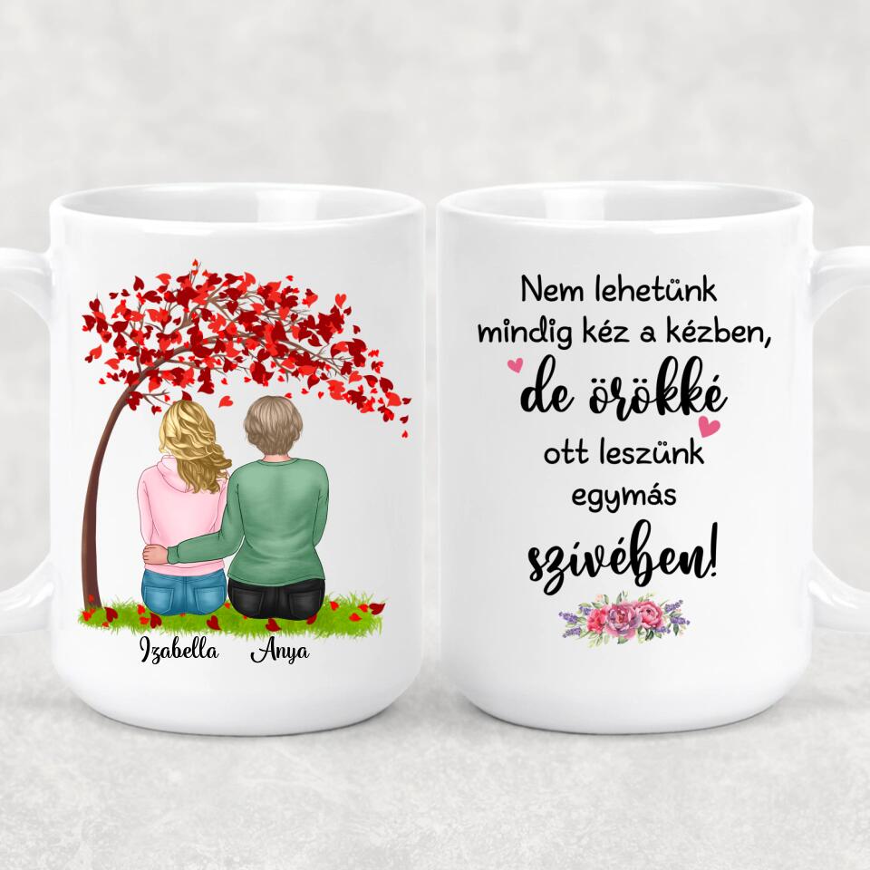 Egyedi bögre édesanyáknak - lányok a fa alatt