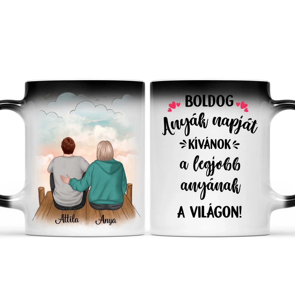 Egyedi bögre édesanyáknak - anya és fia