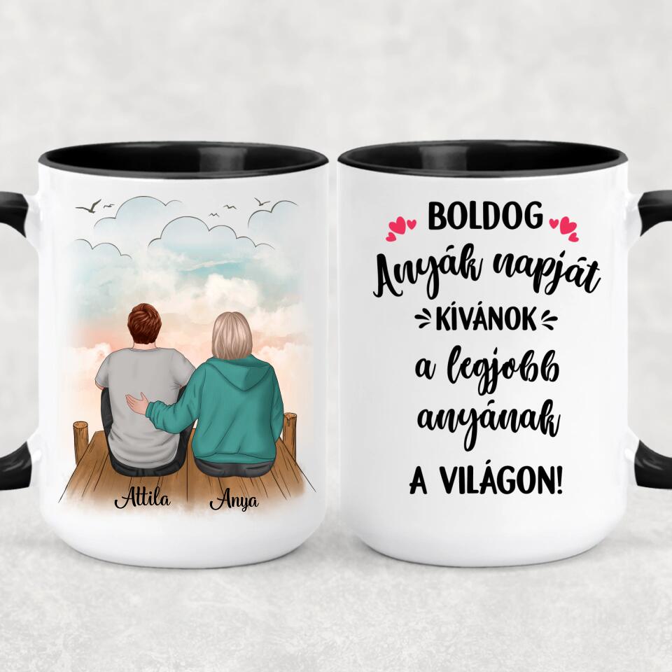 Egyedi bögre édesanyáknak - anya és fia
