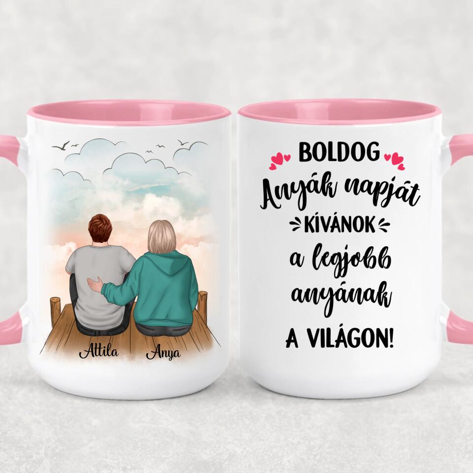 Egyedi bögre édesanyáknak - anya és fia