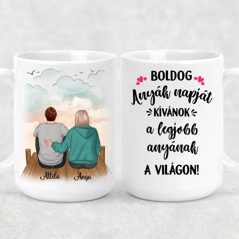 Egyedi bögre édesanyáknak - anya és fia