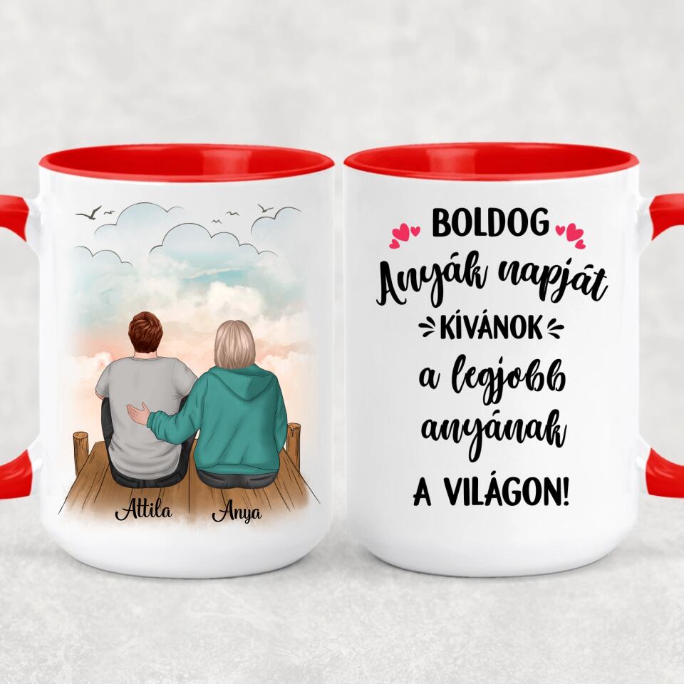 Egyedi bögre édesanyáknak - anya és fia