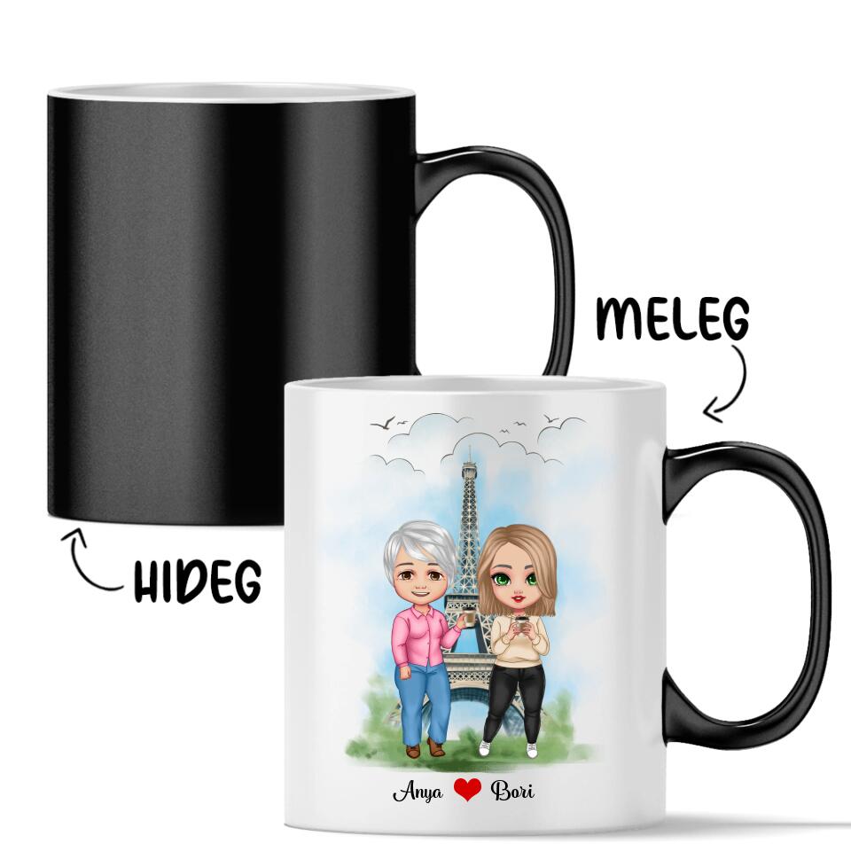 Anyák napi bögre - lányok az Eiffel toronynál