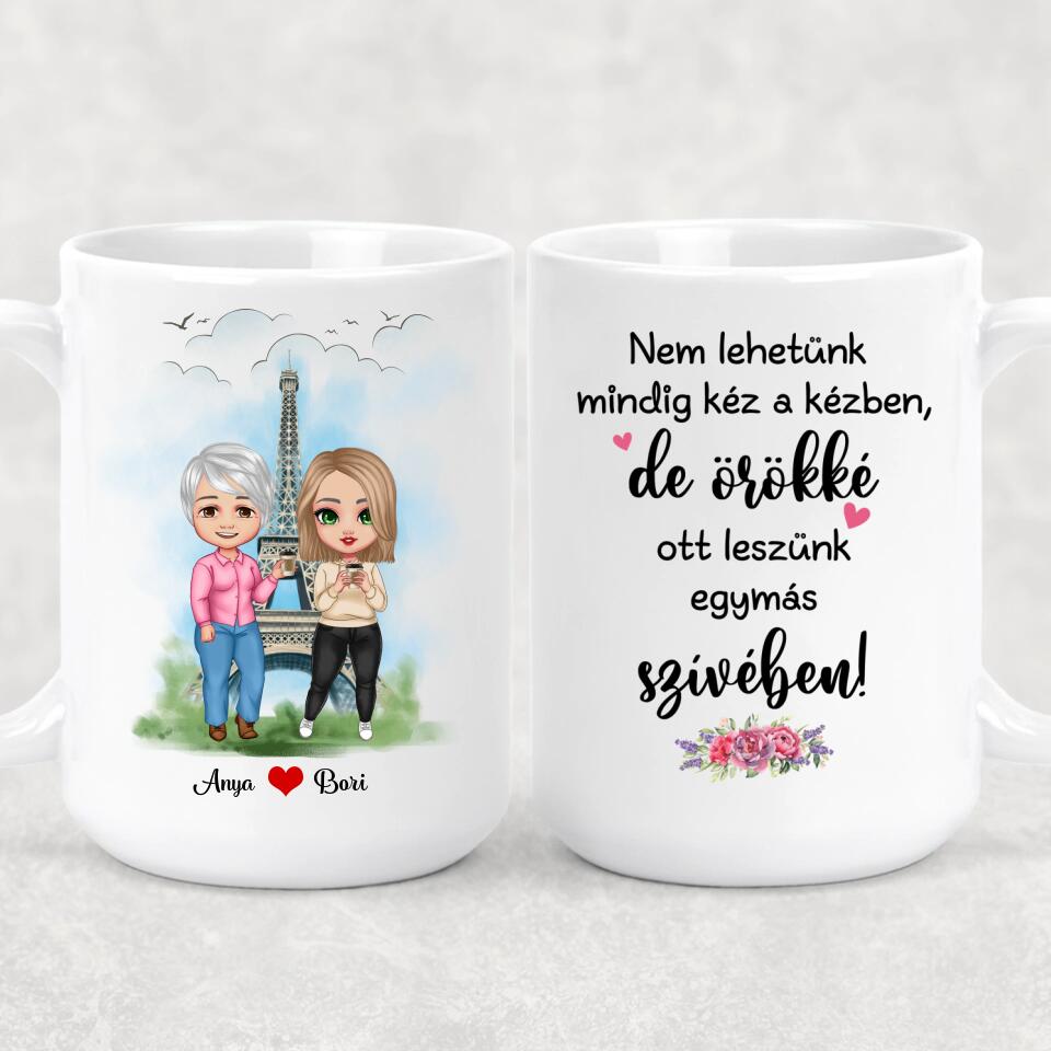 Anyák napi bögre - lányok az Eiffel toronynál