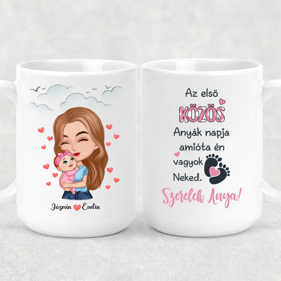 Egyedi bögre édesanyáknak - anyuka kisgyermekkel