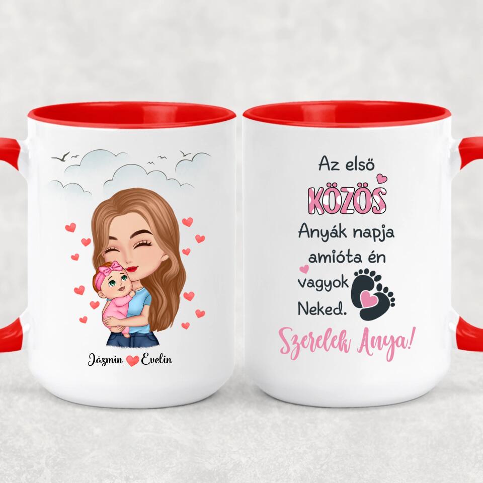 Egyedi bögre édesanyáknak - anyuka kisgyermekkel