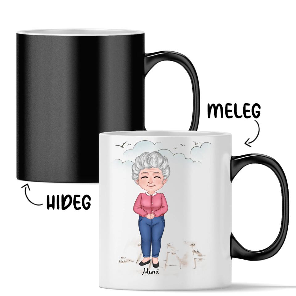 Egyedi bögre nagymamáknak, akár 3 unokával