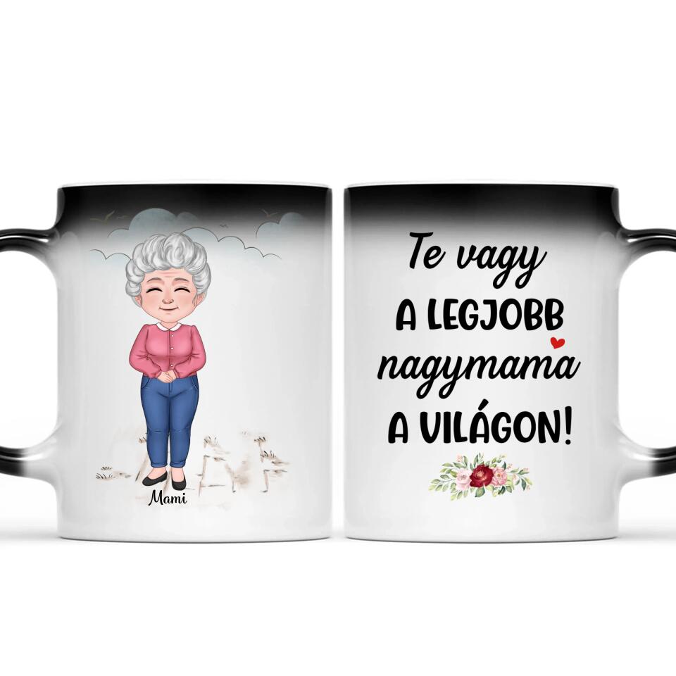 Egyedi bögre nagymamáknak, akár 3 unokával