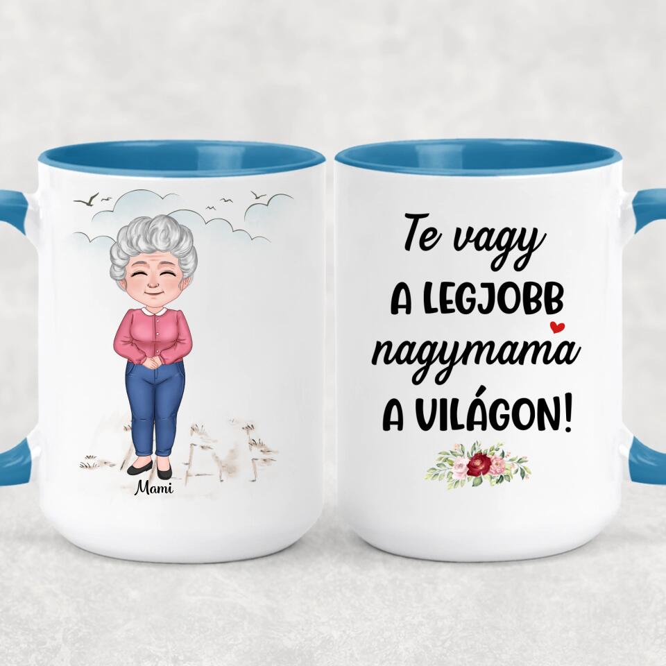 Egyedi bögre nagymamáknak, akár 3 unokával