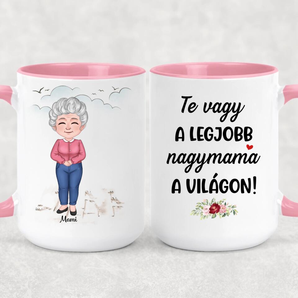Egyedi bögre nagymamáknak, akár 3 unokával