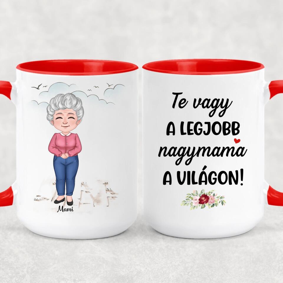 Egyedi bögre nagymamáknak, akár 3 unokával