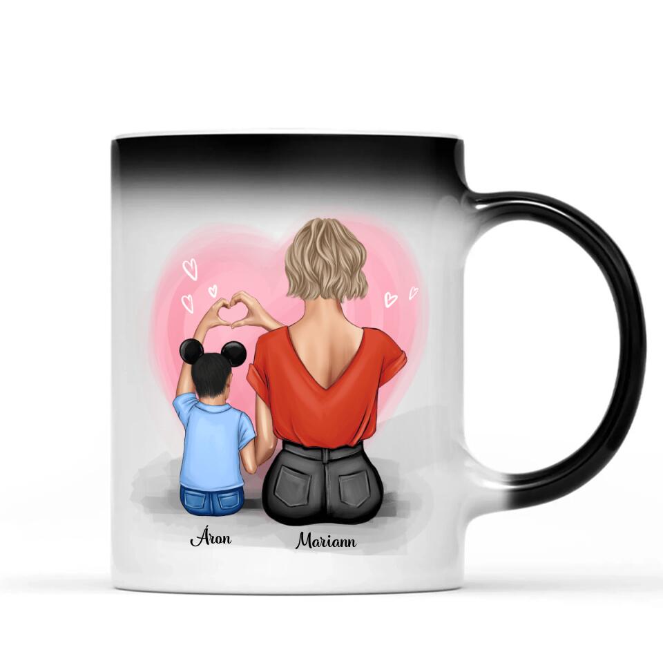 Egyedi bögre édesanyáknak - a szeretet anya és fia között örökké tart