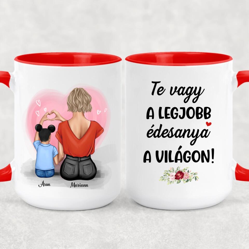 Egyedi bögre édesanyáknak - a szeretet anya és fia között örökké tart
