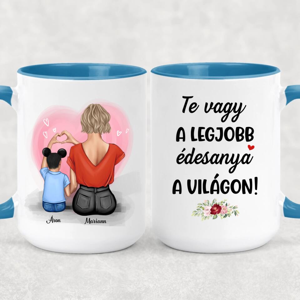 Egyedi bögre édesanyáknak - a szeretet anya és fia között örökké tart