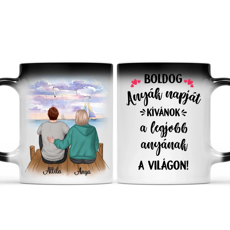 Egyedi bögre édesanyáknak - a szeretet anya és fia között