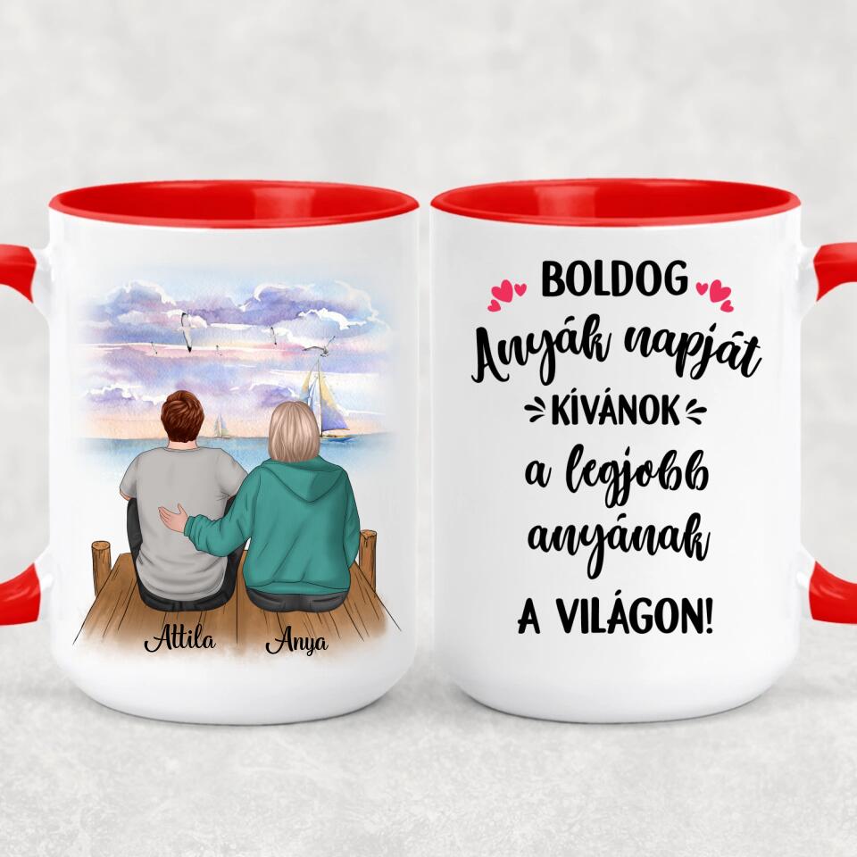 Egyedi bögre édesanyáknak - a szeretet anya és fia között