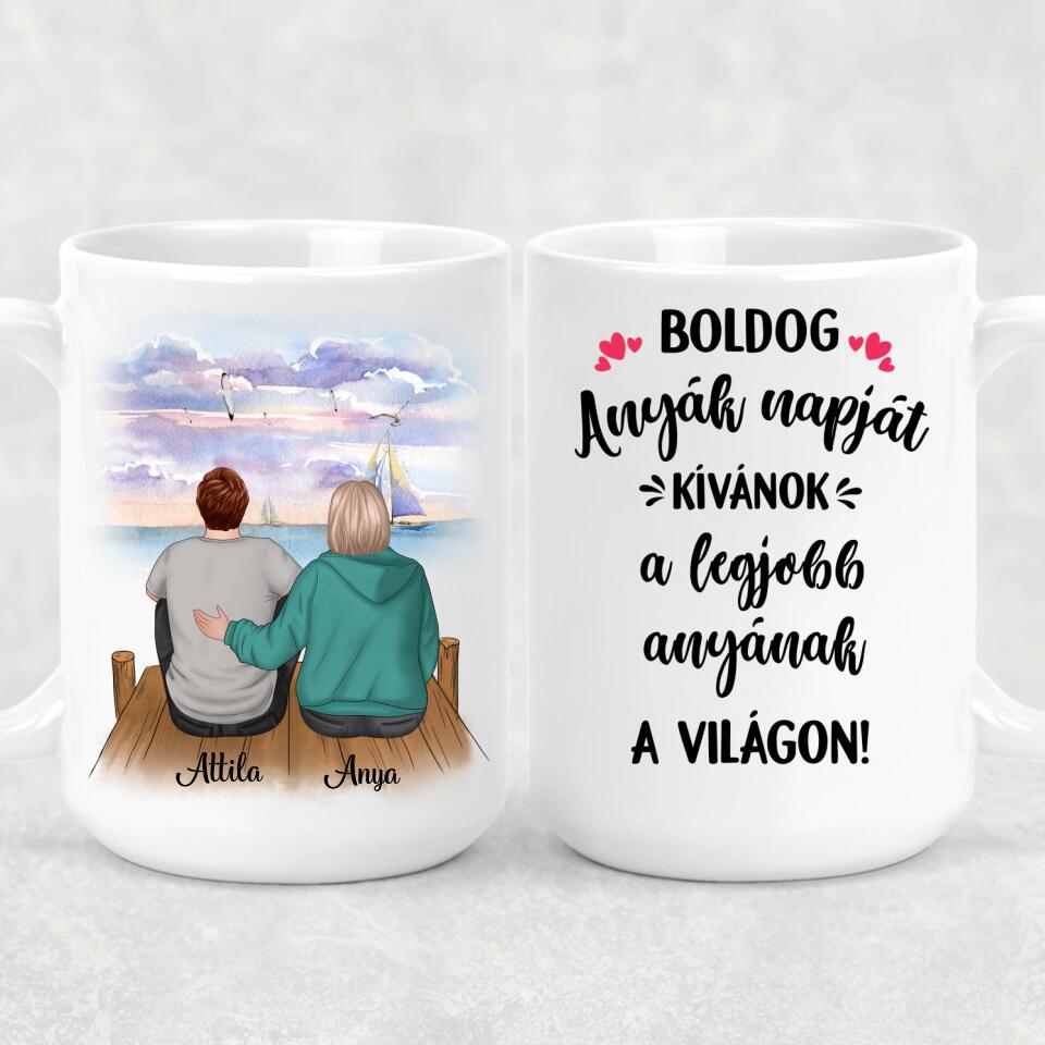 Egyedi bögre édesanyáknak - a szeretet anya és fia között