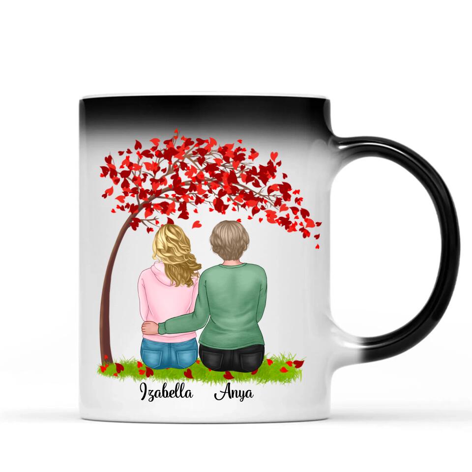 Egyedi bögre keresztanyáknak - lányok a fa alatt