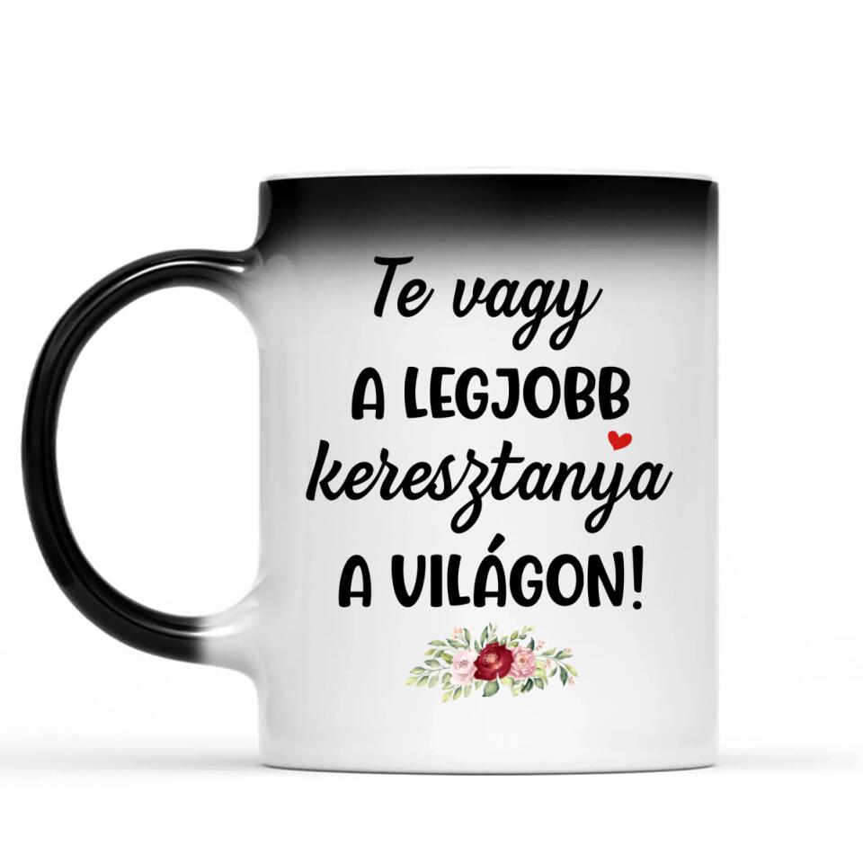 Egyedi bögre keresztanyáknak - lányok a fa alatt