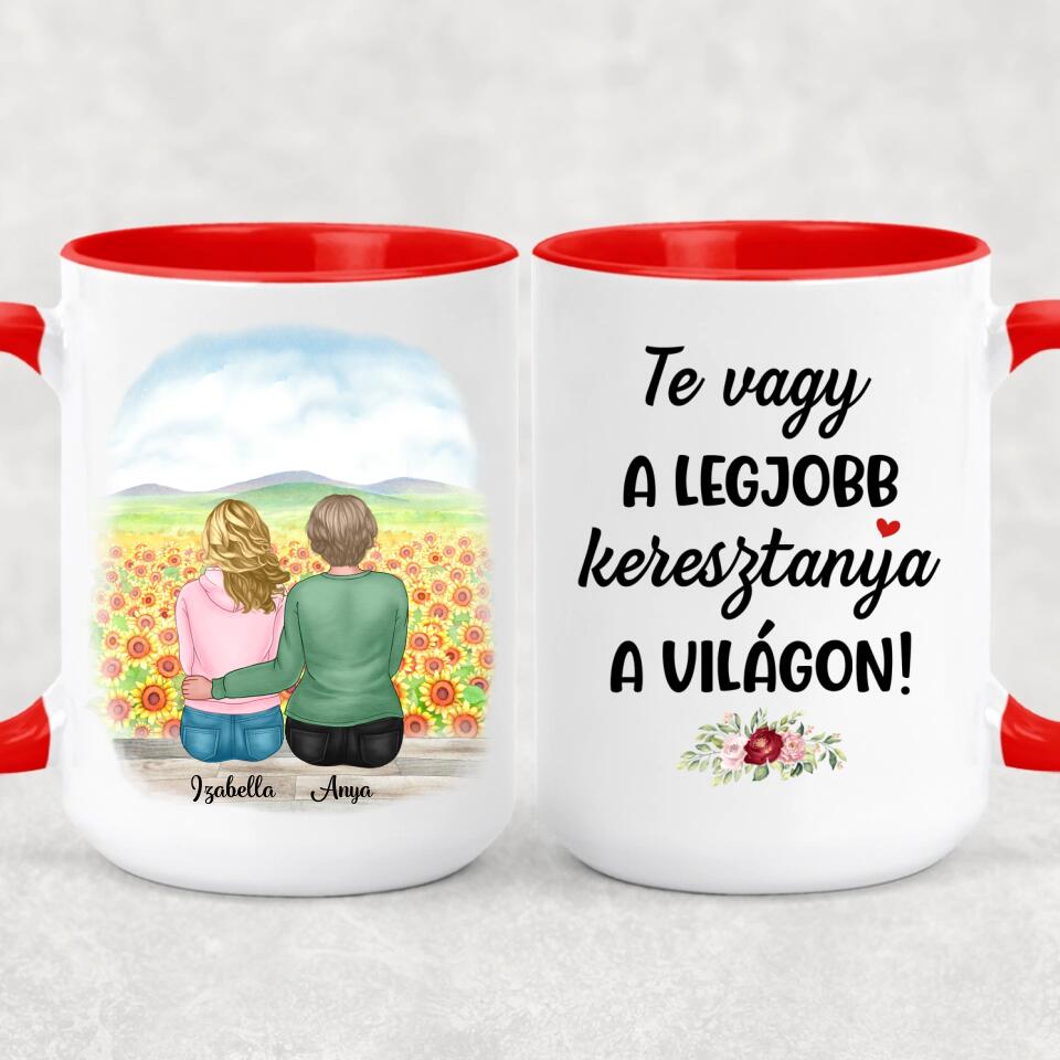 Egyedi bögre keresztanyáknak - Te vagy a legjob keresztanya